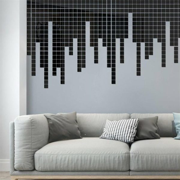 Wall Stickers |   100Pcs Glass Mirror Sticker 1Mm Thick 20X20Mm Glass Wall Stickers black