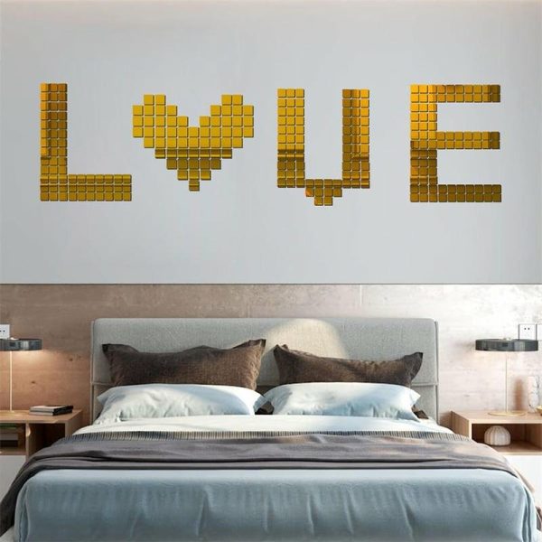 Wall Stickers |   100Pcs Glass Mirror Sticker 1Mm Thick 20X20Mm Glass Wall Stickers black