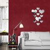 Wall Stickers |   10Pcs Love Heart Removable 3D Mirror Wall Sticker Wall Stickers black