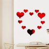 Wall Stickers |   10Pcs Love Heart Removable 3D Mirror Wall Sticker Wall Stickers black