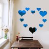 Wall Stickers |   10Pcs Love Heart Removable 3D Mirror Wall Sticker Wall Stickers black