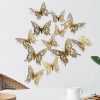 Wall Stickers |   12 Pcs/Set 3D  Hollow  Butterflying  Series  Decorative  Wall  Stickers Diy Art Pearlescent Home Decor Wall Decals Wall Stickers black