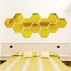 Wall Stickers |   12Pcs 3D Mirror Hexagon Vinyl Removable Wall Sticker Decal Home Decor Art Wall Stickers gold