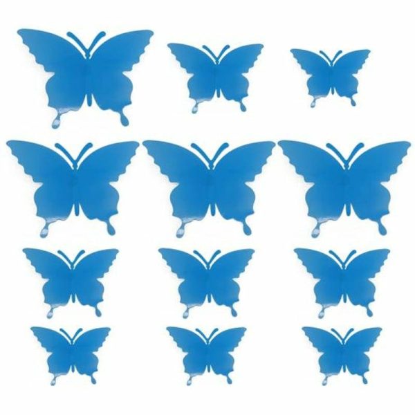 Wall Stickers |   12Pcs Fridge Poster Shatterproof Wide Application Lightweight Attractive Double Wing Mural Sticker For Car Wall Stickers blue