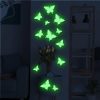 Wall Stickers |   12Pcs Wall Sticker Luminous Effect Easy To Use Pvc Butterfly Wall Stickers blue