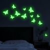 Wall Stickers |   12Pcs Wall Sticker Luminous Effect Easy To Use Pvc Butterfly Wall Stickers blue