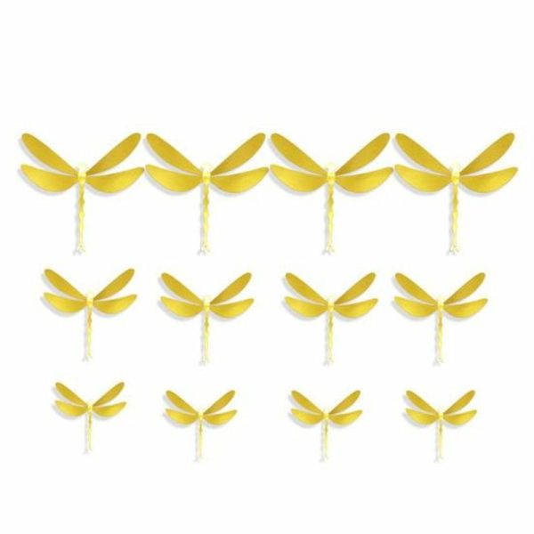 Wall Stickers |   12Pcs Wall Sticker Removable 3D Minimalist Imitation Dragonfly Decals Swallow Wall Stickers Wall Stickers golden