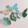 Wall Stickers |   12Pcs/Set Wall Stickers Double-Layered Removable Paper Artistic Wall Glitter Butterfly Wall Stickers blue