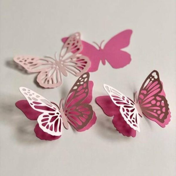 Wall Stickers |   12Pcs/Set Wall Stickers Double-Layered Removable Paper Artistic Wall Glitter Butterfly Wall Stickers blue