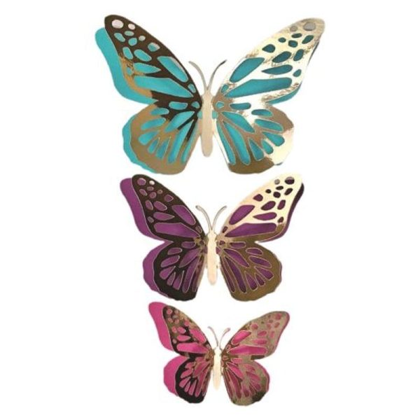 Wall Stickers |   12Pcs/Set Wall Stickers Double-Layered Removable Paper Artistic Wall Glitter Butterfly Wall Stickers blue