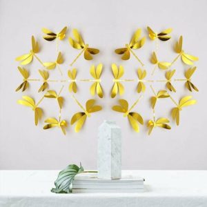 Wall Stickers |   12Pcs/Set Wall Stickers Seamless Decorative Realistic Beautiful Fridge Ceiling For Party Wall Stickers golden