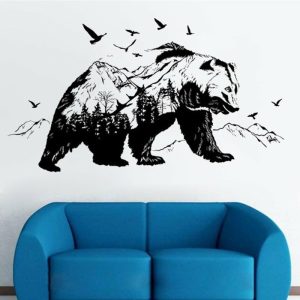 Wall Stickers |   1Pc Large Black Bears Stmountain Wall Icker Art Decals Diy Home Decor New Design Mural Wall Stickers Wall Stickers