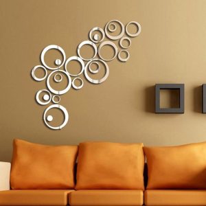 Wall Stickers |   24Pcs 3D Circles Mirror Wall Sticker Diy Decal Vinyl Mural Home Decor Removable Wall Stickers black