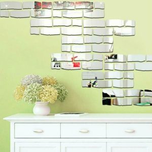 Wall Stickers |   24Pcs Removable Mirror Brick Wall Sticker Decal Self Adhesive Home Room Art Decor Wall Stickers gold