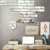 Wall Stickers |   24Pcs Removable Mirror Brick Wall Sticker Decal Self Adhesive Home Room Art Decor Wall Stickers gold