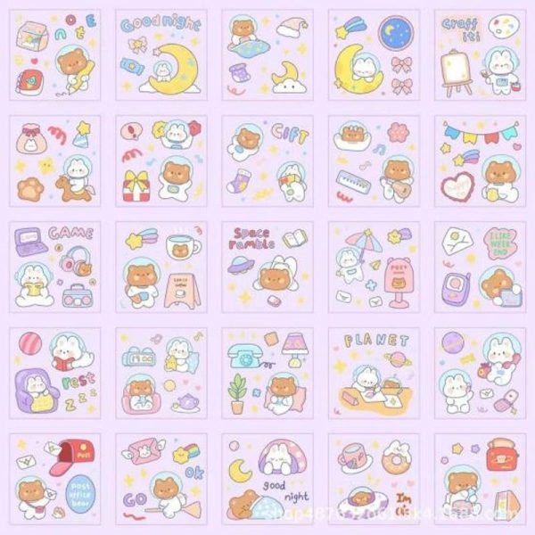 Wall Stickers |   25Pcs Cute Stickers Set Easy To Peel Stick High-Definition Printing Lovely Wide Application Stickers For Girls Wall Stickers blue