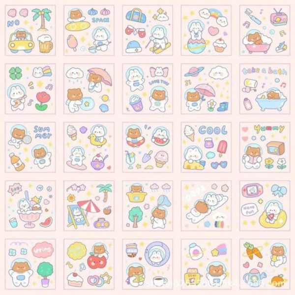 Wall Stickers |   25Pcs Cute Stickers Set Easy To Peel Stick High-Definition Printing Lovely Wide Application Stickers For Girls Wall Stickers blue