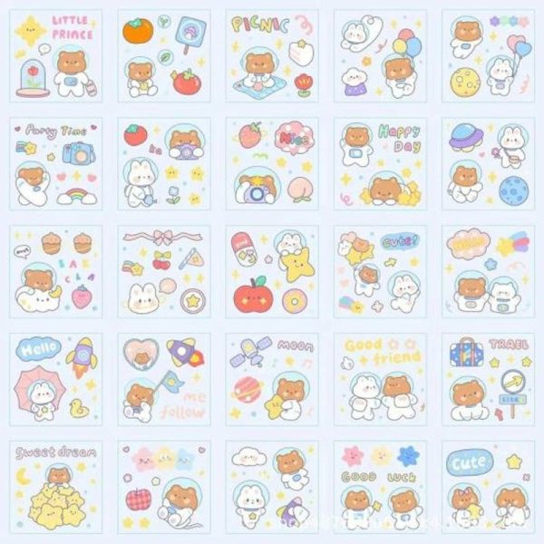 Wall Stickers |   25Pcs Cute Stickers Set Easy To Peel Stick High-Definition Printing Lovely Wide Application Stickers For Girls Wall Stickers blue