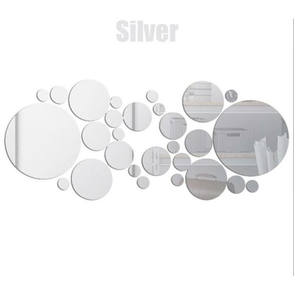 Wall Stickers |   26Pcs 3D Round Mirror Wall Sticker Diy Tv Background Bathroom Bedroom Stickers Home Decor Wall Stickers gold