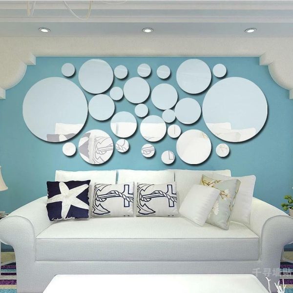 Wall Stickers |   26Pcs 3D Round Mirror Wall Sticker Diy Tv Background Bathroom Bedroom Stickers Home Decor Wall Stickers gold