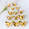 Wall Stickers |   3D Hollow Layered Butterfly Wall Stickers Golden Decorative Butterflies For Home Decor Fridge Diy Party Wedding Sticker Wall Stickers gold