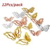 Wall Stickers |   3D Hollow Layered Butterfly Wall Stickers Golden Decorative Butterflies For Home Decor Fridge Diy Party Wedding Sticker Wall Stickers gold