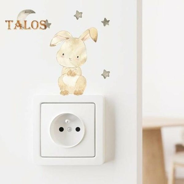 Wall Stickers |   6Pcs Wall Decal Murals Delicate Pattern Art Decals Colorful Creative Cartoon Animals Light Switch Decals Home Accessories Wall Stickers Wall Stickers