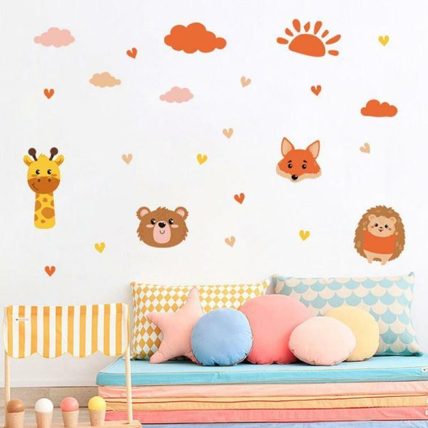 Wall Stickers |   Children’s Room Decoration Wall Sticker Cartoon Animals Hand-Painted Giraffe Sticker Self-Adhesive Sticker 98  32Cm Wall Stickers orange