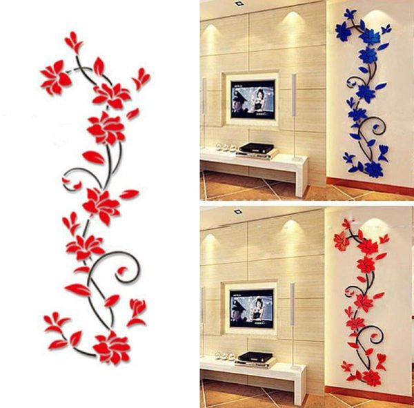 Wall Stickers |   Diy 3D Acrylic Crystal Wall Stickers Living Room Bedroom Tv Background Home  Romancehouse Wall Stickers as the picture