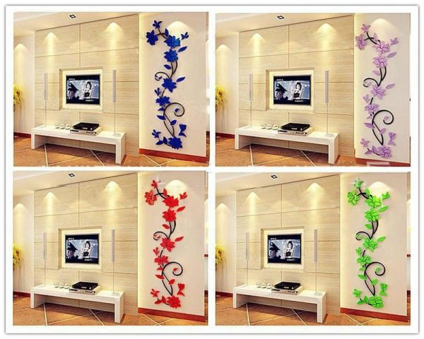 Wall Stickers |   Diy 3D Acrylic Crystal Wall Stickers Living Room Bedroom Tv Background Home  Romancehouse Wall Stickers as the picture