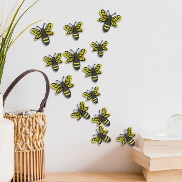 Wall Stickers |   Durable Cutout Bee Sticker Eye-Catching Practical Easy To Apply Wall Stickers golden