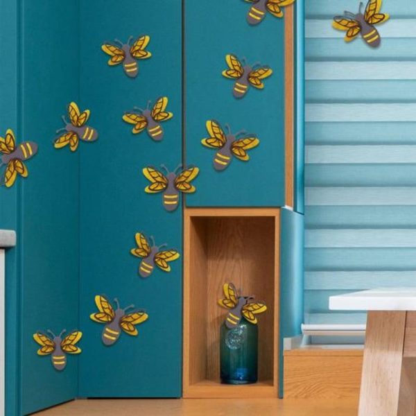 Wall Stickers |   Durable Cutout Bee Sticker Eye-Catching Practical Easy To Apply Wall Stickers golden