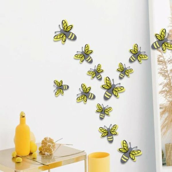 Wall Stickers |   Durable Cutout Bee Sticker Eye-Catching Practical Easy To Apply Wall Stickers golden