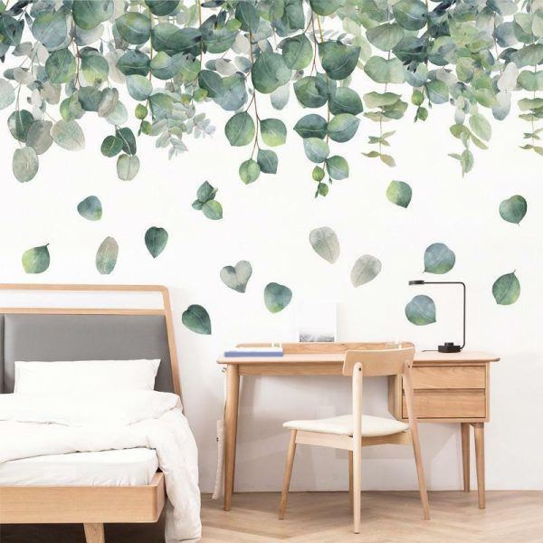 Wall Stickers |   Green Leaves Wall Stickers For Home Bedroom Living Room Tropical Plants Wall Sticker Vinyl Wall Decals Door Murals Wallpaper Wall Stickers green