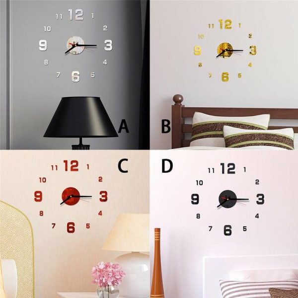 Wall Stickers |   Joliannss 3D Diy Roman Numbers Acrylic Mirror Wall Sticker Clock Home Decor Mural Decals Wall Stickers black