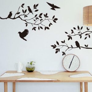 Wall Stickers |   (Nikita) Tree Bird Removable Wall Sticker Vinyl Art Decal Mural Home Diy Decor Wall Stickers black