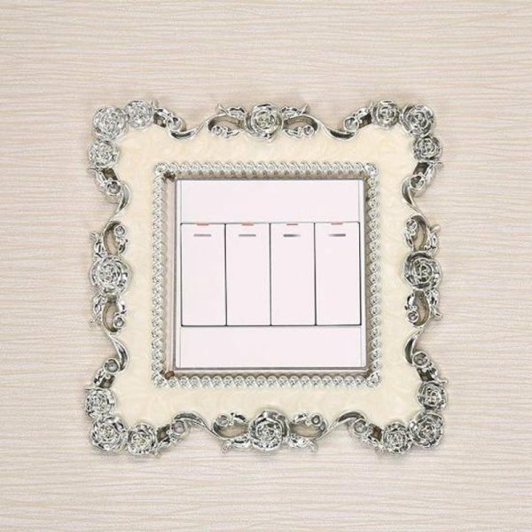 Wall Stickers |   Switch Sticker European Style Aesthetical Rose Edge Classic Lace Design Outlet Sticker Office Decoration Wall Stickers Wall Stickers