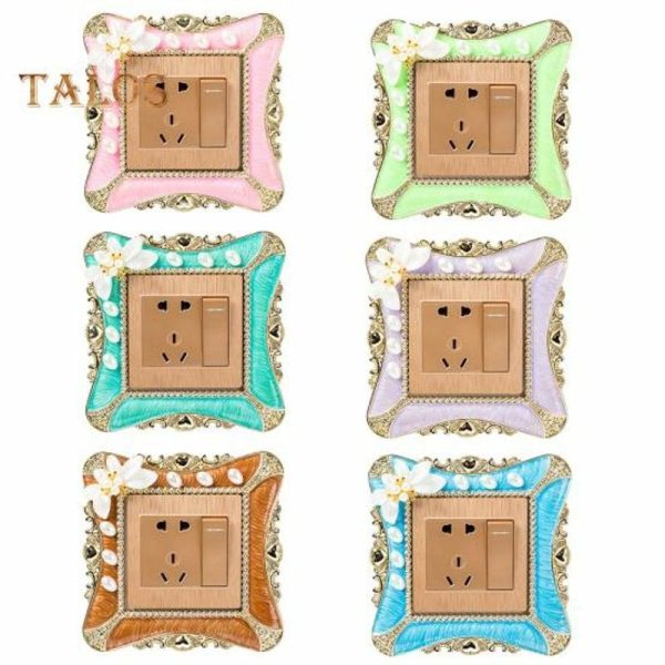 Wall Stickers |   Topmart Pearl Flower Switch Sticker Square Cover Wall Light Socket Home Bedroom Decor Wall Stickers blue