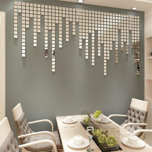 Wall Stickers |   Wall Sticker Mirror Stickers 1.2Mm 100Pcs 10X10Mm Glass Wall Stickers gold