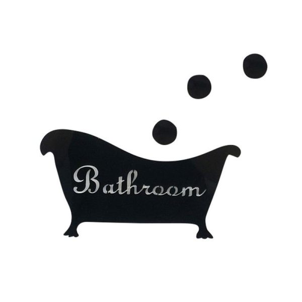 Wall Stickers |   Woman Bathtub Pattern Decals Bathroom Door Plate Mirror Surface Wall Sticker Washroom Entrance Sign Wall Stickers black