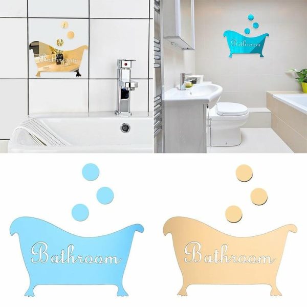 Wall Stickers |   Woman Bathtub Pattern Decals Bathroom Door Plate Mirror Surface Wall Sticker Washroom Entrance Sign Wall Stickers black