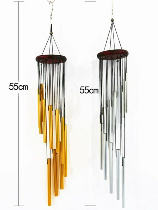 Wind Chimes & Hanging Decorations |   12 Tubes Wind Chimes For Outside 55Cm Gold Silver Pendant Aluminum Tube Metal Pipe Wind Chimes For Home Garden Patio Terrace Balcony Decoration Wind Chimes & Hanging Decorations gold