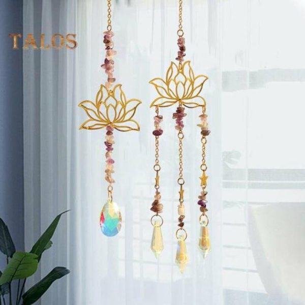 Wind Chimes & Hanging Decorations |   2Pcs/Set Hanging Sun Catcher Fine Workmanship Ornamental Lightweight Beautiful Sun Catcher Lotus Wind Chimes Hanging Pendant Wind Chimes & Hanging Decorations multicolor