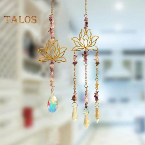 Wind Chimes & Hanging Decorations |   2Pcs/Set Hanging Sun Catcher Fine Workmanship Ornamental Lightweight Beautiful Sun Catcher Lotus Wind Chimes Hanging Pendant Wind Chimes & Hanging Decorations multicolor