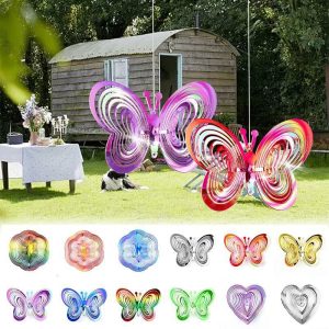 Wind Chimes & Hanging Decorations |   3D Butterfly Bird Repeller Spinner Wind Chimes Hanging Decorations Reflective Scarer Hanging Ornament Outdoor Garden Decoration Wind Chimes & Hanging Decorations blue