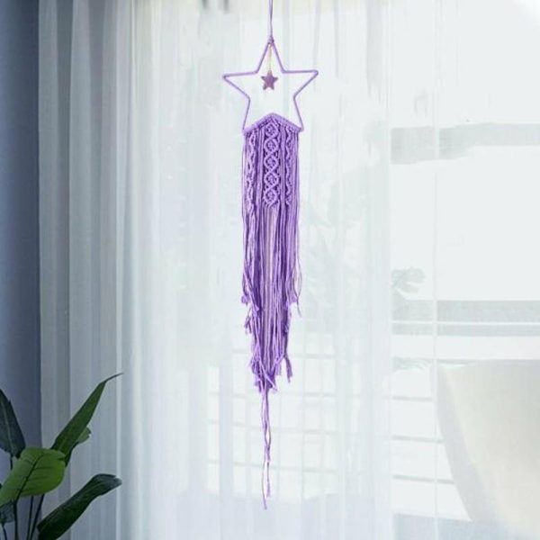 Wind Chimes & Hanging Decorations |   Adorable Handmade Long Lasting Dream Catcher Pendant Boho Wall Tapestry With Tassel Photography Prop Wind Chimes & Hanging Decorations blue