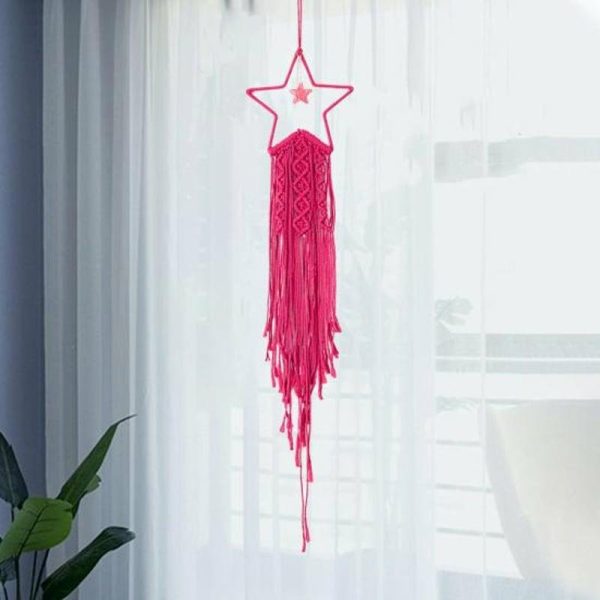 Wind Chimes & Hanging Decorations |   Adorable Handmade Long Lasting Dream Catcher Pendant Boho Wall Tapestry With Tassel Photography Prop Wind Chimes & Hanging Decorations blue