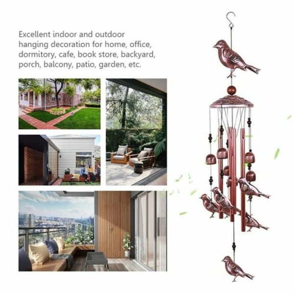 Wind Chimes & Hanging Decorations |   Bird Wind Chimes 4 Aluminum Tubes 6 Bells 7 Birds Windbells For Indoor Outdoor Decoration Wind Chimes & Hanging Decorations multicolor