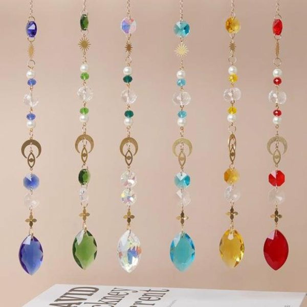 Wind Chimes & Hanging Decorations |   Decorative Windchimes Pendant Vitality Prisms Eye-Catching Well Reflected Increase Sun Catcher Home Decor Wind Chimes & Hanging Decorations blue