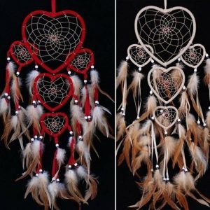 Wind Chimes & Hanging Decorations |   Dream Catcher Heart Dream Catcher With Feathers Wall Car Room Hanging Decoration Ornament Craft Wind Chimes & Hanging Decorations black